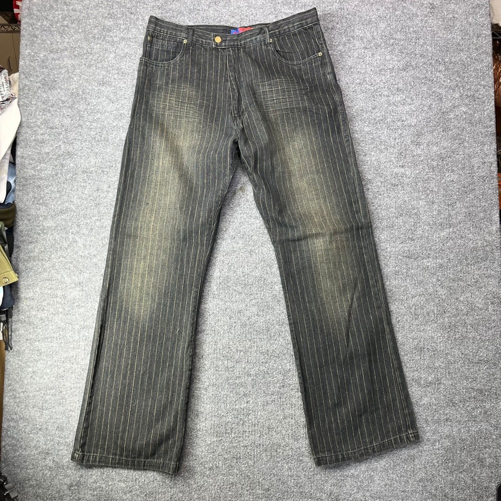 VTG Deadstock Y2K Super S Jeans‎ Men's Denim Hickory Pinstripe Classic - 36X33